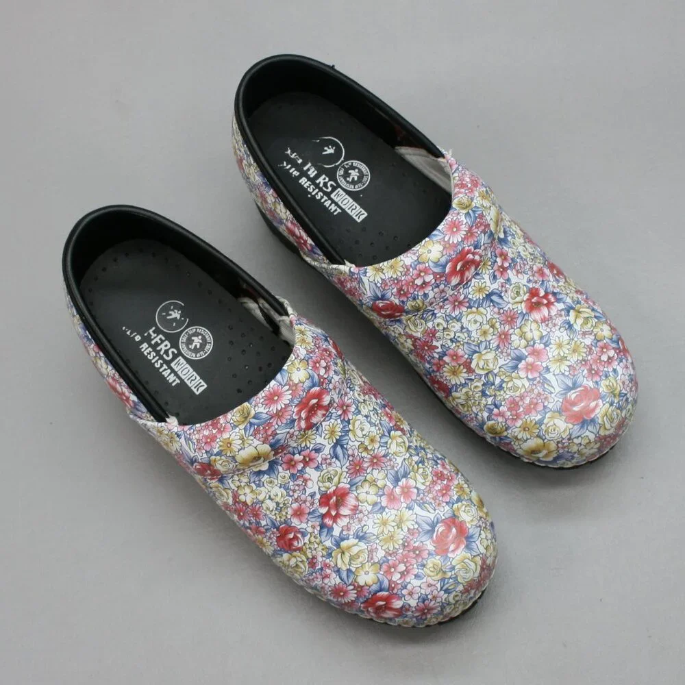 Skechers Ladies 9.5 Candaba Floral Multi Color Leather Nursing Work Clogs Shoes - Picture 6 of 12
